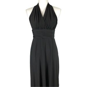Jones Wear EUC Black Ruched Halter Fit & Flare Dress Stretch Evening Cocktail 10
